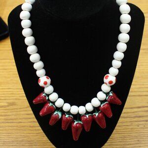 "Flying Colors" Strawberry and Cream Necklace